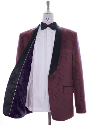 Tuxedo Jacket - Burgundy Paisley Tuxedo Jacket - Modshopping Clothing