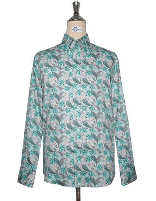 Paisley Shirt - 60s Style Aqua Paisley Shirt