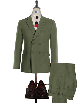 Olive Green Double Breasted Suit