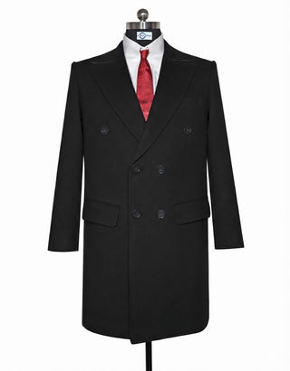 Black Double Breasted Long Coat