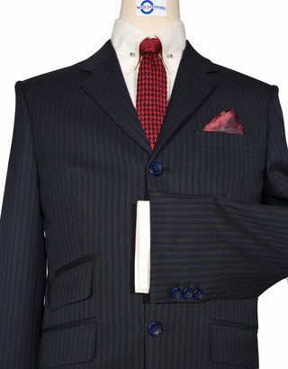 Men’s Stripe Suit – Black and Navy Blue Striped Suit