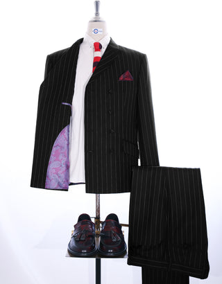 Black Striped Double Breasted Suit