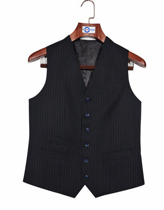 Executive 3-Piece Suit – Black & Navy Stripe Suit 