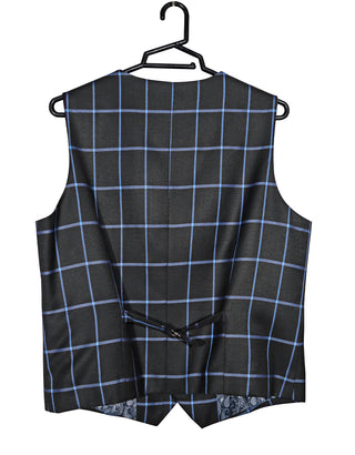 Black and Blue Windowpane Check Suit