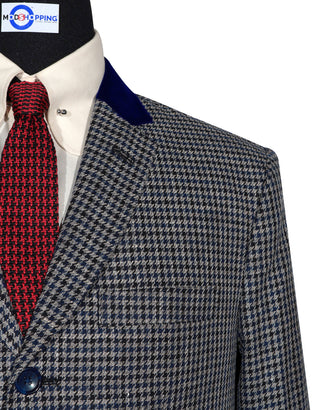 Black and Navy Blue Large Houndstooth Jacket 
