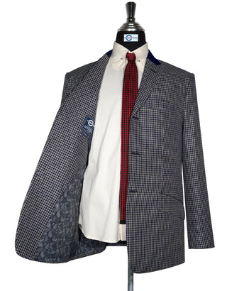 Black and Navy Blue Large Houndstooth Jacket 
