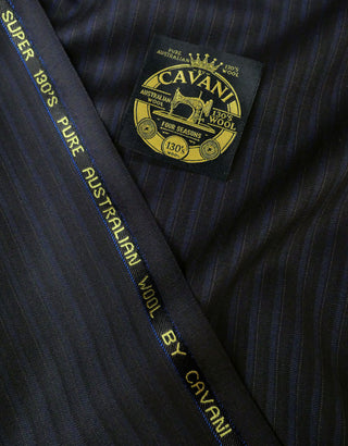 Black and Navy Blue Stripe Fabric