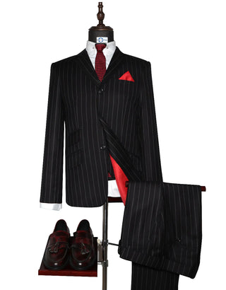 This Suit Only - Black and White Pinstripe 3 Piece Suit Size 38R Trouser 34/30