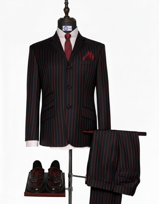 Black & Red Stripe 2-Piece Suit for Men
