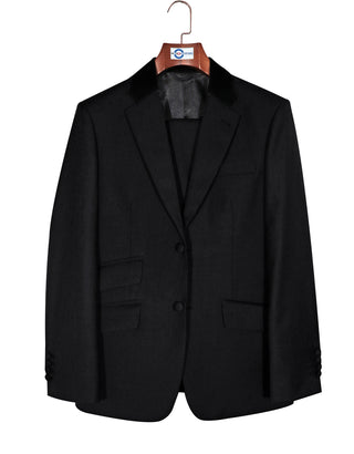 Two Button Suit - Black Luxury Wool Suit