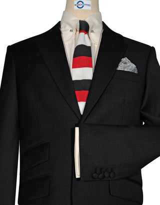 Two Button Suit - Black Luxury Wool Suit