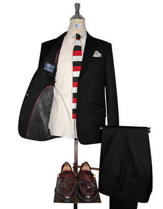 Two Button Suit - Black Luxury Wool Suit