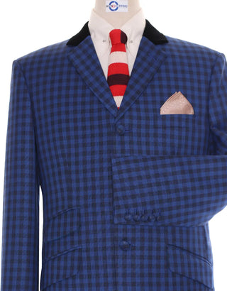 Blue Gingham Check Suit Jacket size 40R Trouser size 34 Inside leg 32