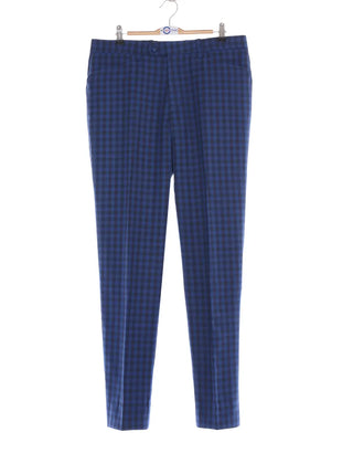 Blue Gingham Check Suit Jacket size 40R Trouser size 34 Inside leg 32