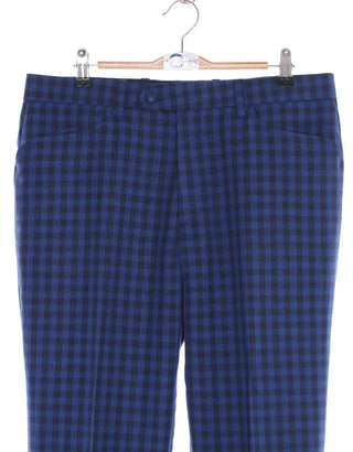 Blue Gingham Check Suit Jacket size 40R Trouser size 34 Inside leg 32
