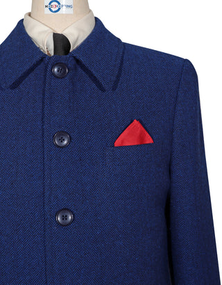 Mac Coat Men's | Vintage Style Blue Herringbone Mac Coat