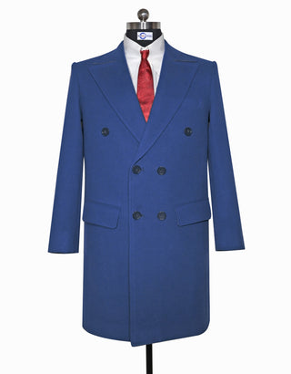 Blue Double Breasted Long Coat