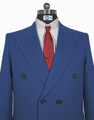 Blue Double Breasted Long Coat