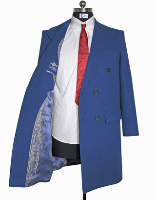 Blue Double Breasted Long Coat
