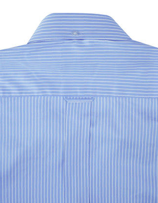 Button Down Collar Shirt - Sky Blue Candy Stripe Shirt