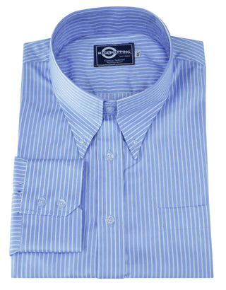Button Down Collar Shirt - Sky Blue Candy Stripe Shirt