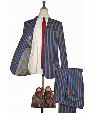 Blue and Orange Striped Suit