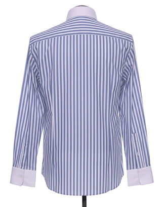 Blue & White Striped Penny Pin Collar Shirt