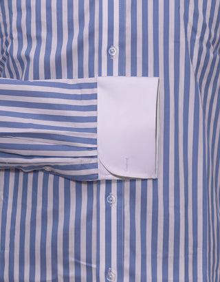Blue & White Striped Penny Pin Collar Shirt