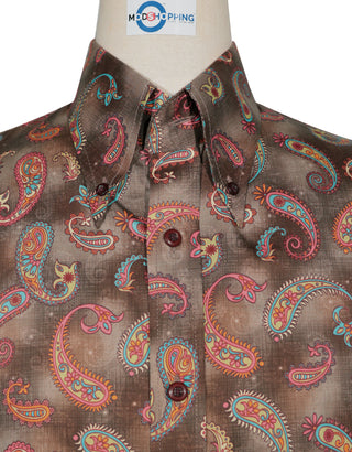 Paisley Shirt - 60s  Style Brown Paisley Shirt