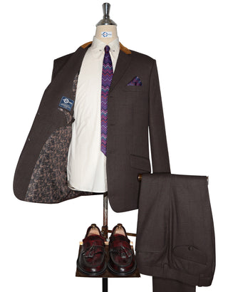 Brown Glen Plaid Check Suit Lining