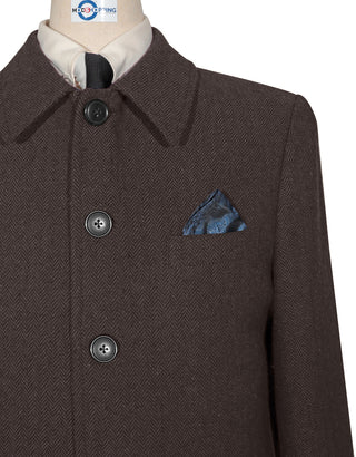 Mac Coat Men's | Vintage Style Brown Herringbone Mac Coat