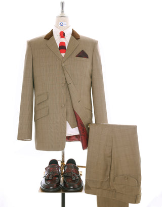 Brown Prince of Wales Check 3 Piece Suit
