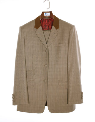 Brown Prince of Wales Check 3 Piece Suit
