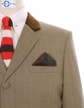 Brown Prince of Wales Check 3 Piece Suit
