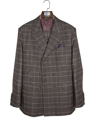 Brown Prince of Wales Double Breasted Suit
