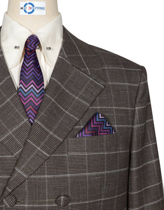 Brown Prince of Wales Double Breasted Suit Chest