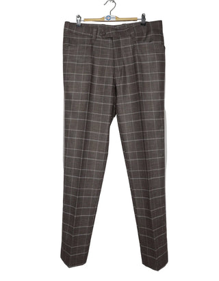 Brown Prince of Wales Double Breasted Suit Trouser