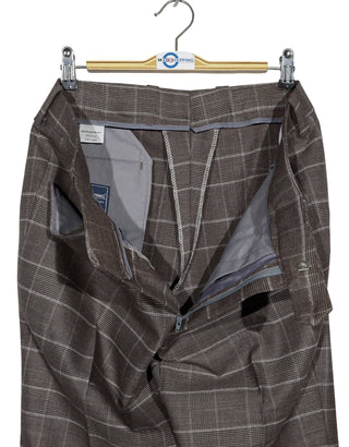 Brown Prince of Wales Double Breasted Suit Trouser