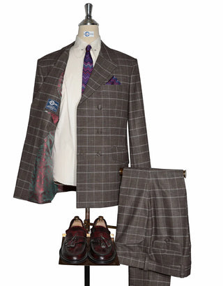 Brown Prince of Wales Double Breasted Suit