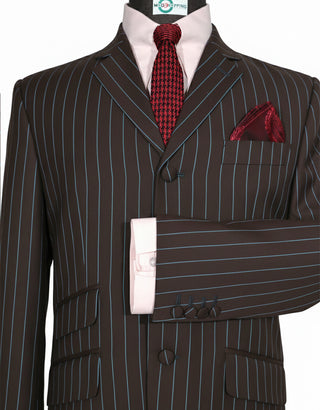 Brown & Sky Blue Stripe Suit 