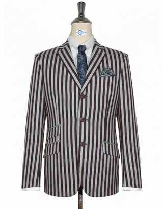 Brown and White Stripe Boating Blazer