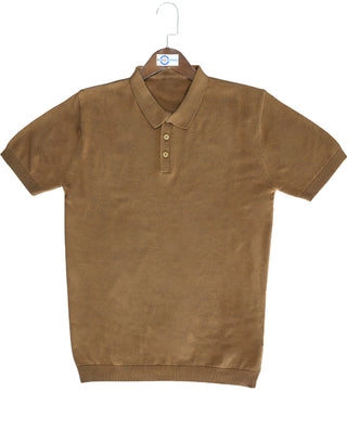 Knitwear - Brown Knitted Short Sleeve Polo Shirt