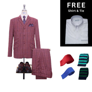 Burnt Brick POW Check 2 Piece Suit Packet 