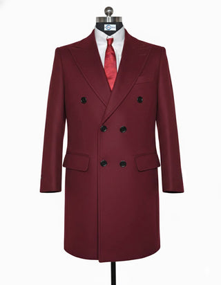 Burgundy Double Breasted Long Coat