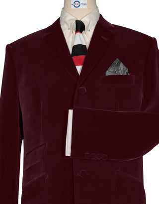 Velvet Jacket - 60s Mod Vintage Style Burgundy Jacket