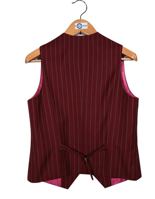 Burgundy and Light Grey Stripe 3 Piece Suit