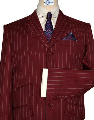 Burgundy and Light Grey Stripe 3 Piece Suit