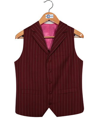 Burgundy and Light Grey Stripe 3 Piece Suit