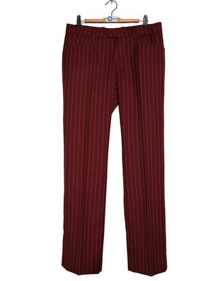 Burgundy and Light Grey Stripe 3 Piece Suit