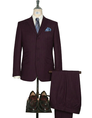 Burgundy and Black Stripe Suit #12